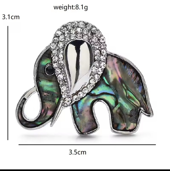 Abalone Elephant Brooch with Rhinestones | NWOT - Picture 4 of 5